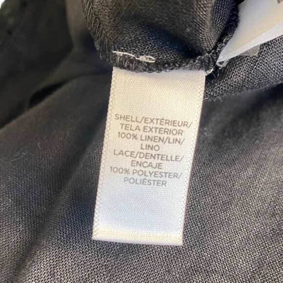 Lou and Grey Romper Womens 6 Black Linen Crochet Lace Elastic Drawstring Waist - Picture 7 of 16